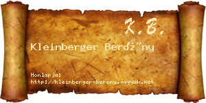 Kleinberger Berény névjegykártya